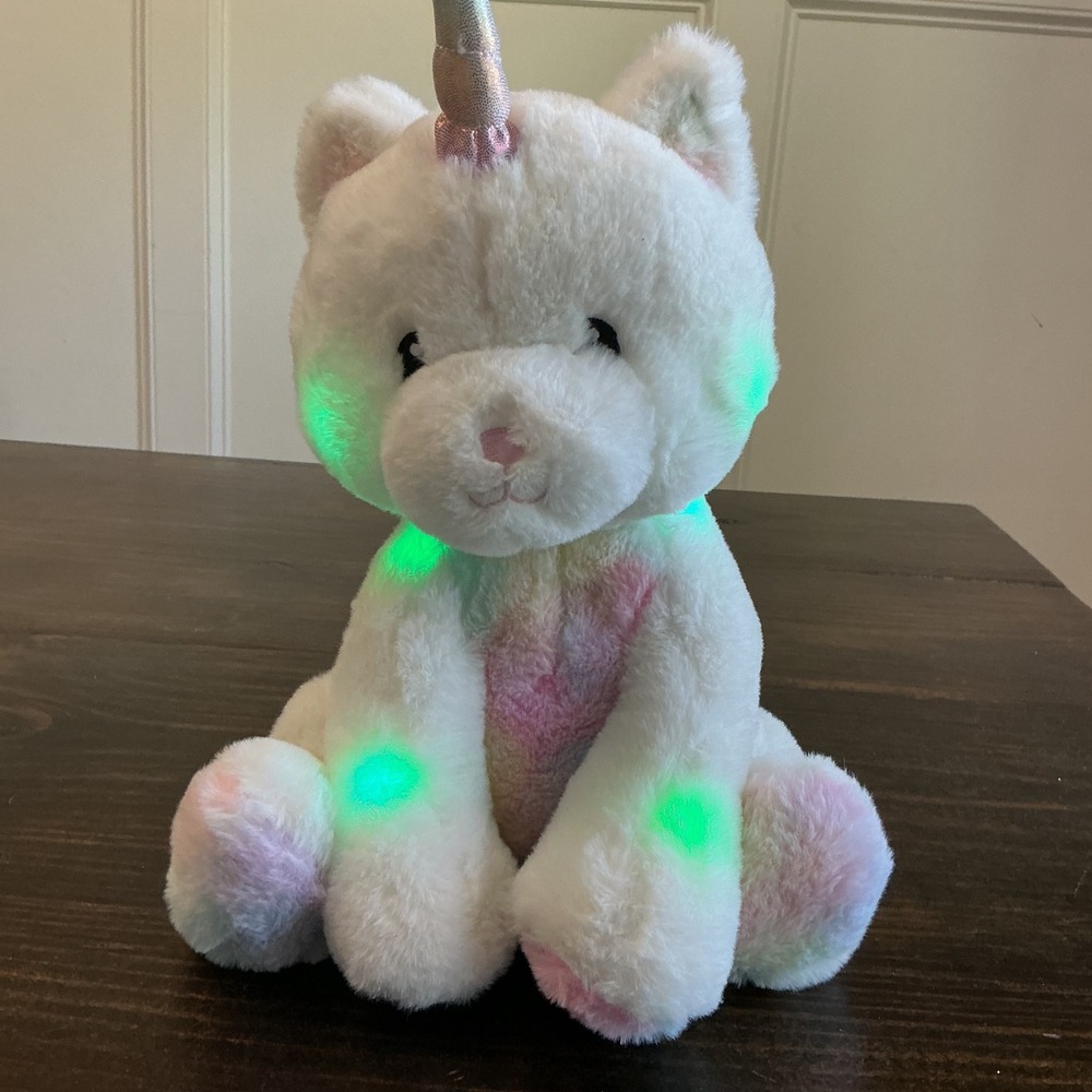 FAO Schwarz LED Light Up Caticorn Plush White Rainbow Sounds Cat Unicorn Works